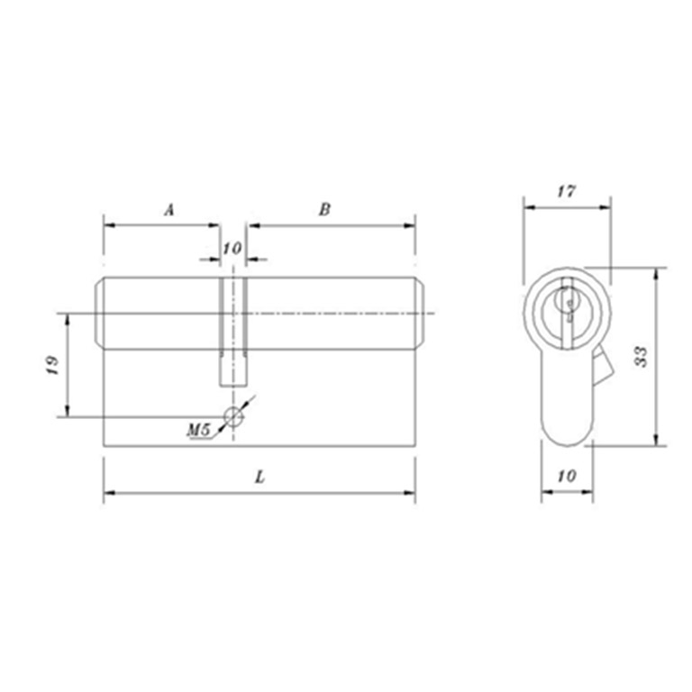 Tursan Kilit - 306/B Bilyalı Silindir - Teknik Ölçüler