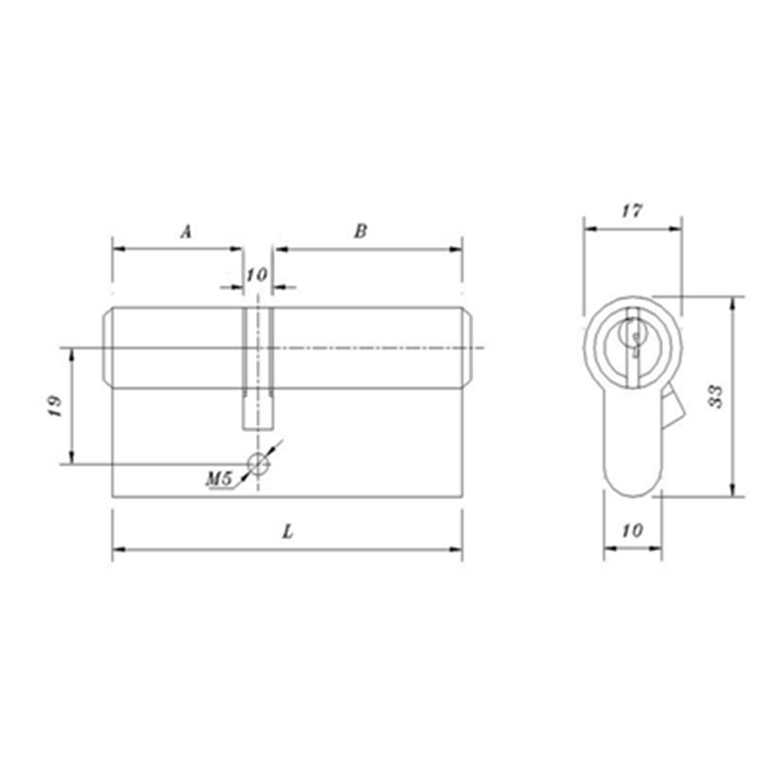 Tursan Kilit - 306/C Standart Silindir - Teknik Ölçüler